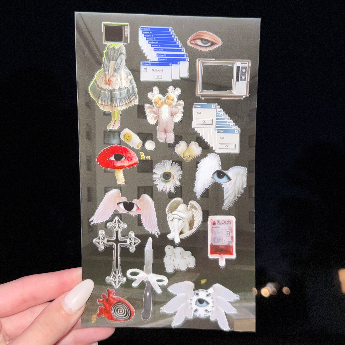 🪱Liminal Space, Weirdcore, Dreamcore 6 Laminated Sticker Sheets Bundle