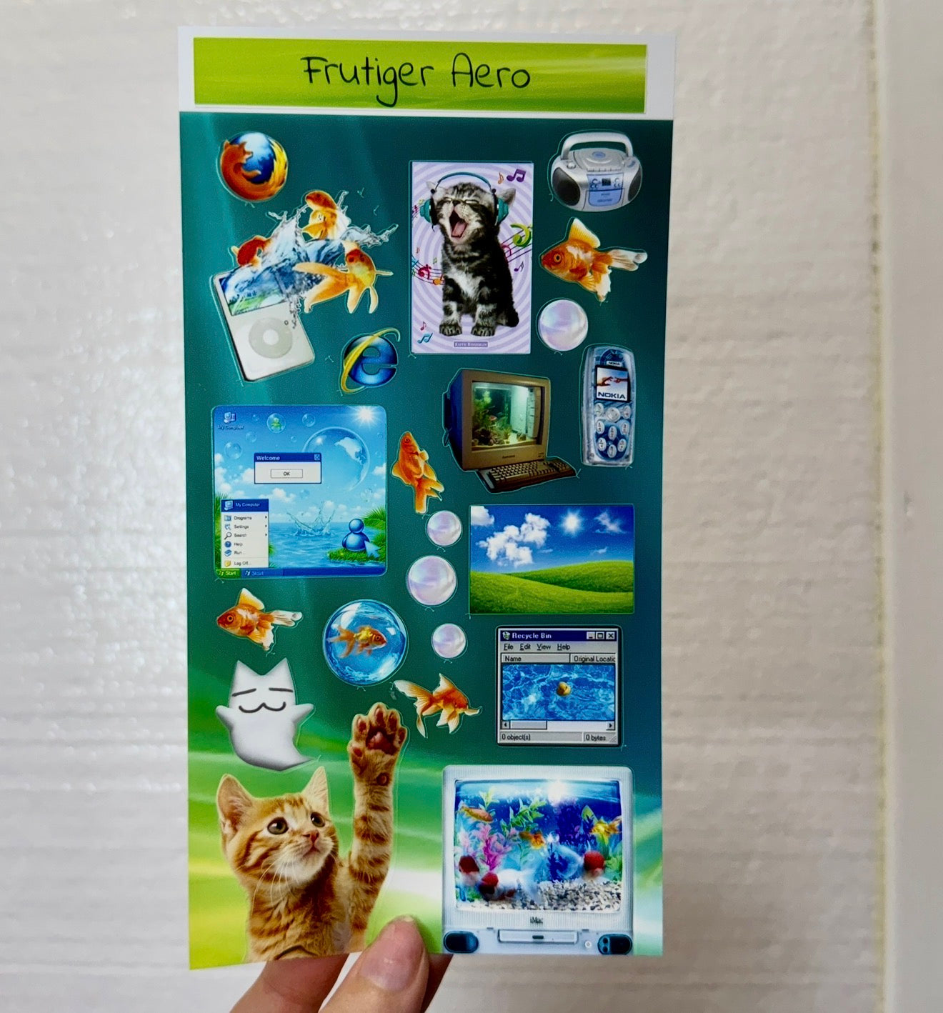 🐠Frutiger Aero 3 Sheets Sticker Bundle, Aesthetic and Aquatic