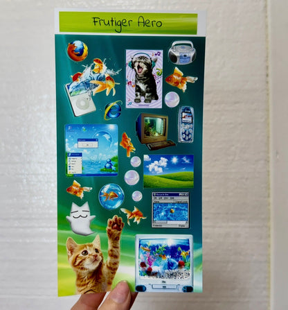 🐠Frutiger Aero 3 Sheets Sticker Bundle, Aesthetic and Aquatic