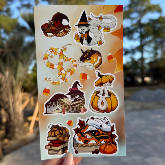 🍁Autumn Halloween Snakes, Reptile Sticker Sheet