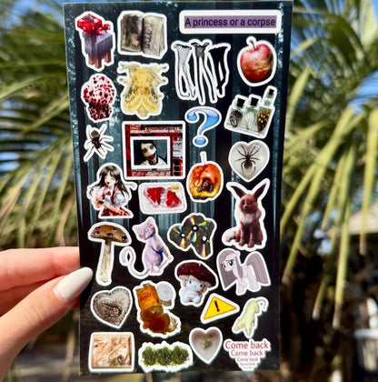 🕷️Creepycore Stickers, 6 Sheets Horror Gorecore Bundle