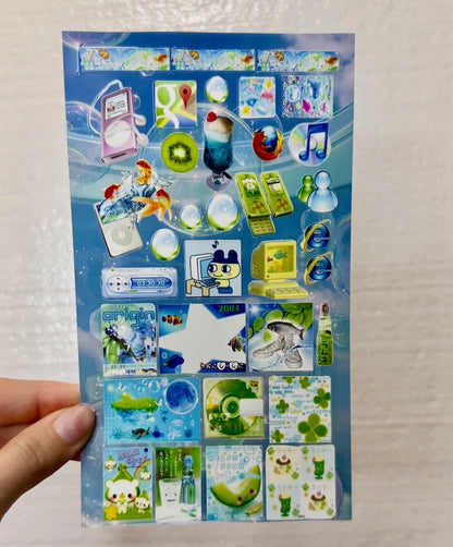 🐠Frutiger Aero 3 Sheets Sticker Bundle, Aesthetic and Aquatic