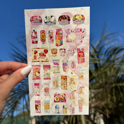 🍜🍮Cutecore Foods 5 Sticker Sheets Bundle