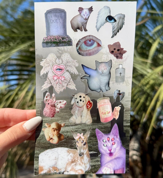 🕷️Creepycore Stickers, 6 Sheets Horror Gorecore Bundle