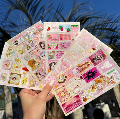 🌸Cutecore Anime Inspired Stickers, 5 Sheets Bundle