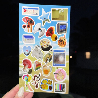 🪱Liminal Space, Weirdcore, Dreamcore 6 Laminated Sticker Sheets Bundle