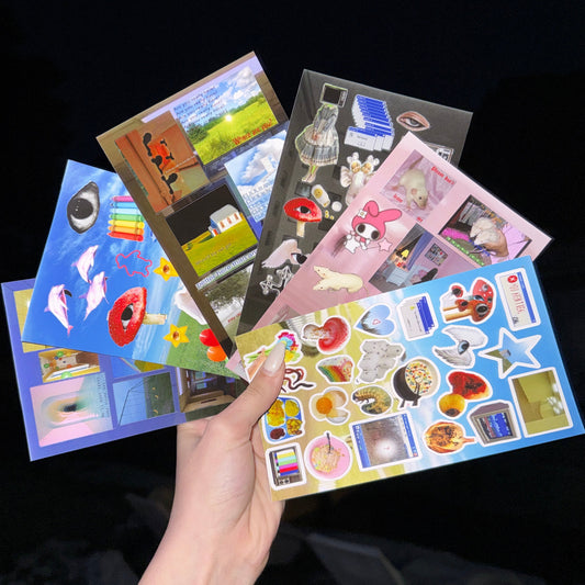 🪱Liminal Space, Weirdcore, Dreamcore 6 Laminated Sticker Sheets Bundle