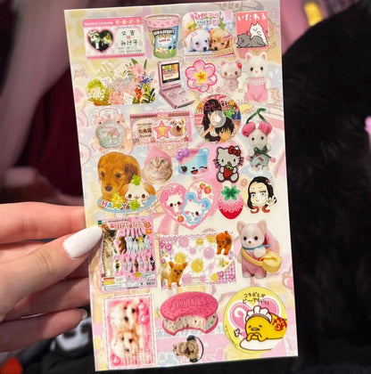 🌸Cutecore Anime Inspired Stickers, 5 Sheets Bundle